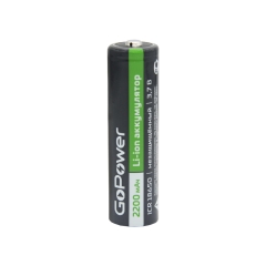 Аккумулятор Li-ion GoPower 18650 PC1 3.6V 2200mAh без защиты с высоким контактом (1/80/160)