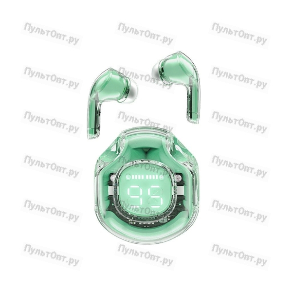 Наушники внутриканальные ACEFAST T8 Crystal, пластик, bluetooth 5.3, микрофон, IPX4, цвет: зелёный (