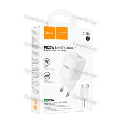Сетевое З/У Hoco C146A Type-C 20W PD3.0 с кабелем Lightning белый (1/30/180)