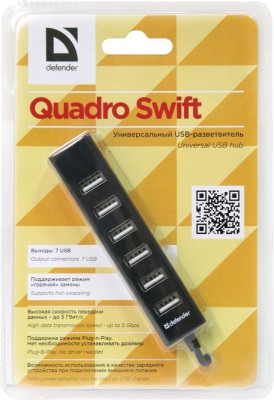 HUB Defender Quadro SWIFT USB2.0, 7 портов (1/100)