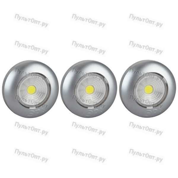 Фонарь Эра SB-504 пушлайт Аврора , COB, 3xAAA, серебристый, 3шт в кор