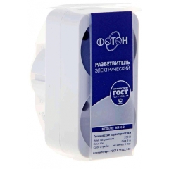 Разветвитель Фотон АМ 6-2 2 розетки 6A Б/З белый (1/20/120)