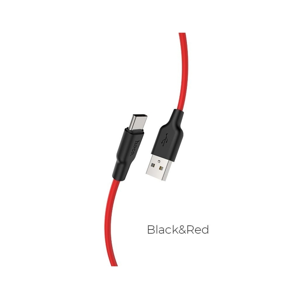 Кабель Hoco X21 Plus USB (m)-Type-C (m) 1.0м 3.0A силикон черный красный (1/28/168)
