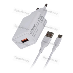 Сетевое З/У GoPower GP1U 1USB 2.4A 12W с кабелем Type-C белый (1/200)