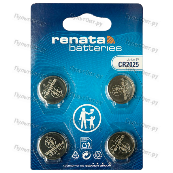 Батарейка Renata CR2025 BL4 Lithium 3V (4/40/400)