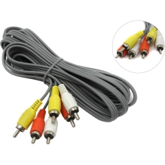 Кабель Smartbuy KA-233 3xRCA (m)-3xRCA (m) 3.0м силикон черный (1/125)