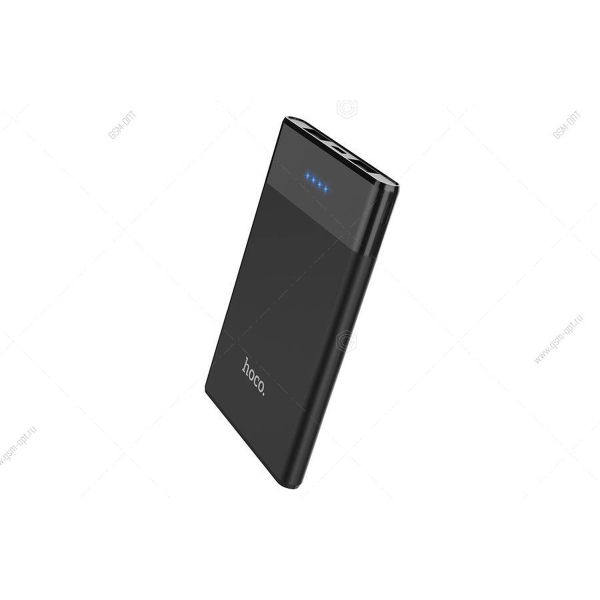Внешний аккумулятор Hoco B35D, 5000mAh, 2 USB 1A выхода, Micro-USB 1А вход, пластик, чёрный (1/82)