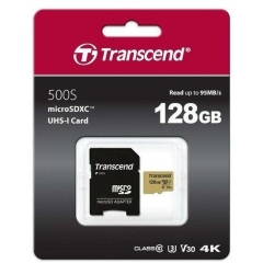 MicroSD 128GB Transcend 500S UHS-I U1 + SD адаптер, MLC