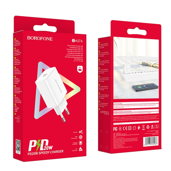 Сетевое З/У Borofone BA57A Type-C 20W белый (1/35/140)