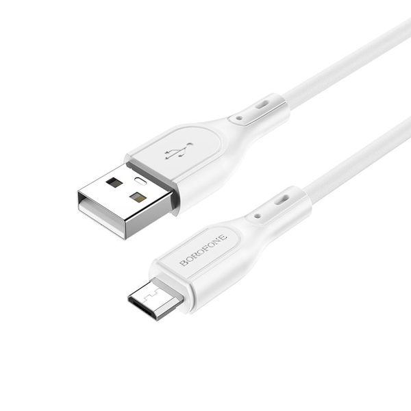 Кабель USB - микро USB Borofone BX66 Wide, 1.0м, круглый, 2.4A, силикон, цвет: белый (1/360)