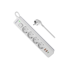 Сетевой фильтр Defender DFS 141 4р.С/З 16A 1.5м 2USB+Type-C 380 Дж белый (1/30)