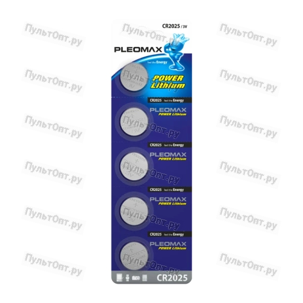 Батарейка Pleomax CR2025 BL5 Lithium 3V (5/100/2000/80000)