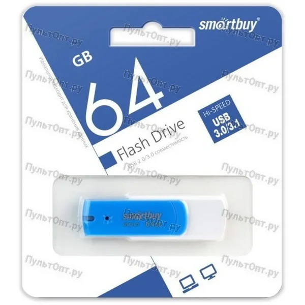 USB 3.0 64GB Smartbuy Diamond синий