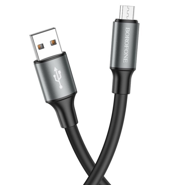 Кабель USB - микро USB Borofone BX82 Bountiful, 1.0м, круглый, 2.4A, силикон, цвет: чёрный (1/33/330