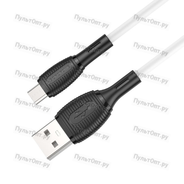 Кабель USB - микро USB Borofone BX86 Advantage, 1.0м, 2.4A, цвет: белый (1/360)