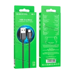 Кабель Borofone BX87 USB (m)-microUSB (m) 1м 2.4A нейлон черный (1/1000)
