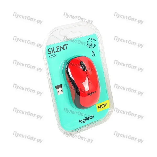 Мышь Logitech M220 Silent красный оптическая (1000dpi) беспроводная USB (2but)
