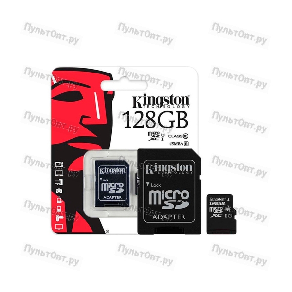 MicroSD 128GB Kingston Class 10 Canvas Select Plus A1 (100 Mb/s) + SD адаптер