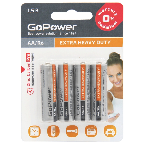 Эл. пит. AA сол. BL04 GoPower Heavy Duty (48)