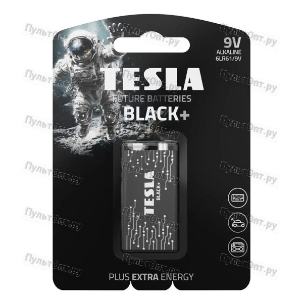 Эл. пит. TESLA BATTERIES 9V BLACK+ 6LR61/BLISTER FOIL 1 PC (1/12/240/7200)