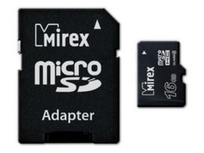 MicroSD 16GB Mirex Class 10 + SD адаптер