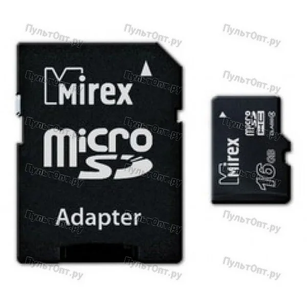 MicroSD 16GB Mirex Class 10 + SD адаптер