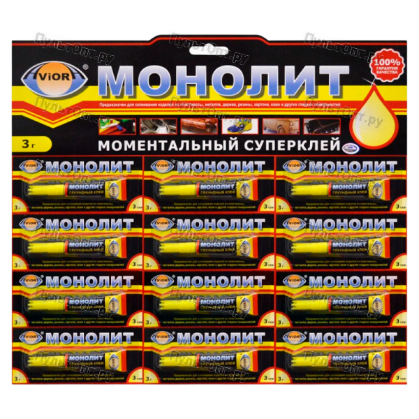 Супер-клей Aviora МОНОЛИТ 3г универсальный BL12 (12/288)