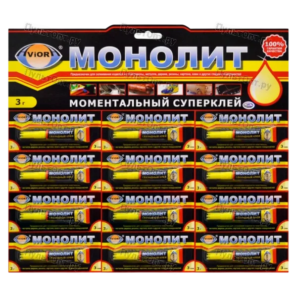 Супер-клей Aviora МОНОЛИТ 3г универсальный BL12 (12/288)