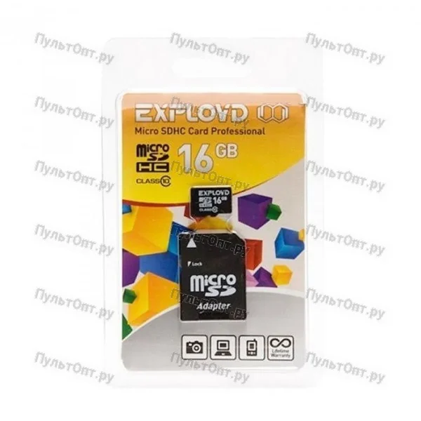 MicroSD 16GB Exployd Class 10 + SD адаптер