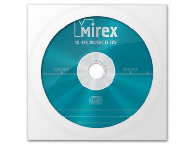 Диск Mirex CD-RW 700Мб 4X-12X в бумажном конверте с окном (10/150)