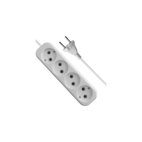 Удлинитель Defender B240 4 гнезда, 5 метров, 10А/2200Вт, без заземления, ПВС 2х1,0мм, белый (1/40)