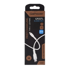 Кабель GoPower GP21TL Type-C (m)-Lightning (m) 3.0A 27W силикон белый (1/200/800)