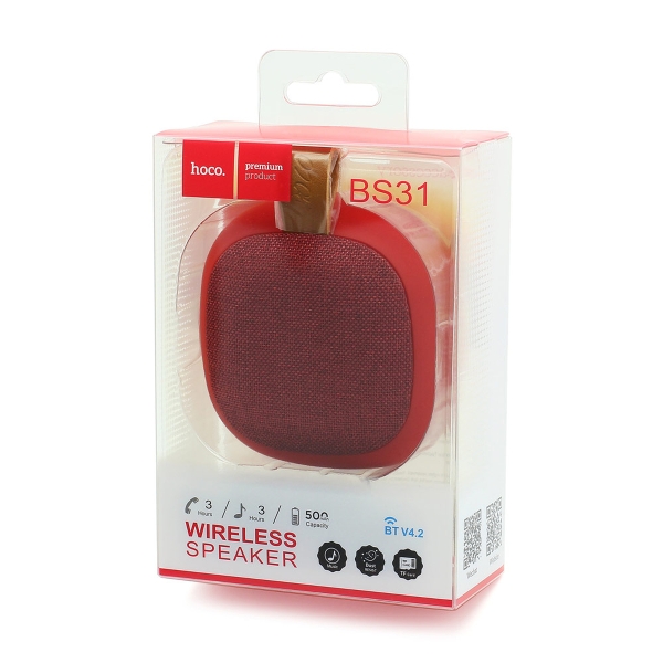 Беспроводная колонка Hoco BS31 bluetooth 4.2 microSD красная