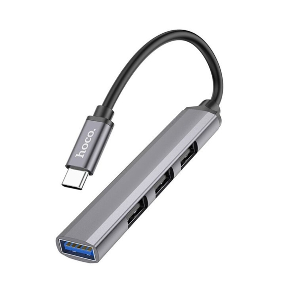USB-Хаб Hoco HB26 4USB Type-C (m) USB3.0 серый (1/18/180)