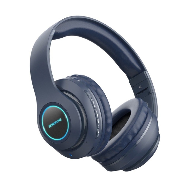 Наушники полноразмерные Borofone BO17, беспроводные, bluetooth 5.0, AUX, цвет: тёмно-синий (1/36)