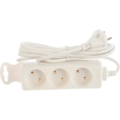 Удлинитель Космос 3р.Б/З 16A 3.0м ПВС 2x1мм? белый (1/20)