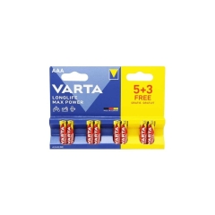 Батарейка Varta LONGLIFE MAX POWER (MAX TECH) LR03 AAA BL5+3 Alkaline 1.5V (4703) (8/160)