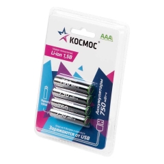 Аккумулятор Космос Li-ion AAA, R03 750 mWh (4/12/576)