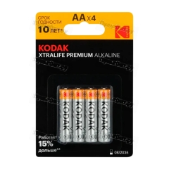 Батарейка Kodak XTRALIFE PREMIUM LR6 AA BL4 Alkaline 1.5V (4/80/400)