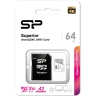 MicroSD 64GB Silicon Power Class 10 Superior + SD адаптер