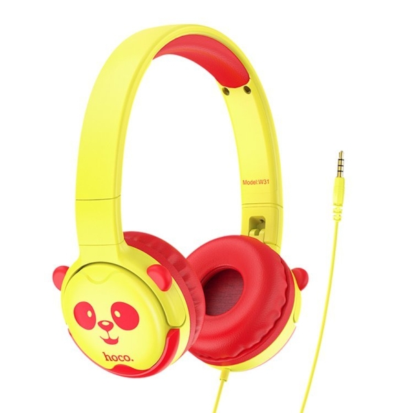 Наушники полноразмерные Hoco W31, пластик, детские, AUX, цвет: жёлтый (1/40)