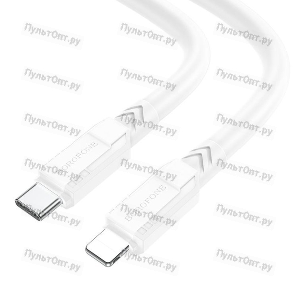 Кабель 8 pin - Type-C Borofone BX81 Goodway, 1.0м, круглый, 3.0A, силикон, PD20W, цвет: белый (1/33/