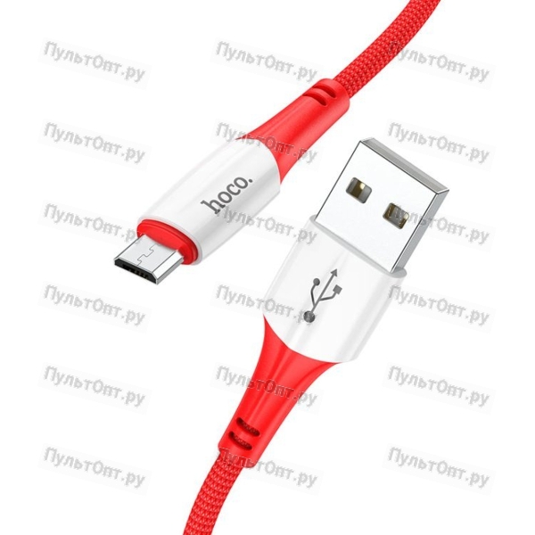 Кабель USB - микро USB Hoco X70 Ferry, 1.0м, круглый, 2.4A, нейлон, цвет: красный (1/31/310)