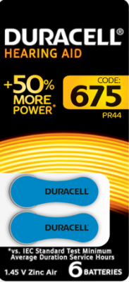 Элемент питания Duracell ZA675 6BL (для слуховых аппаратов) (6/60/600/54000)