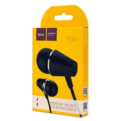Наушники внутриканальные Hoco M34, микрофон, кнопка ответа, кабель 1.2м, чёрный (1/40/40)