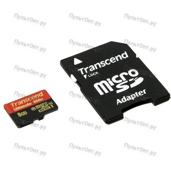 MicroSD 8GB Transcend Class 10 Ultimate UHS-I (600x) + SD адаптер