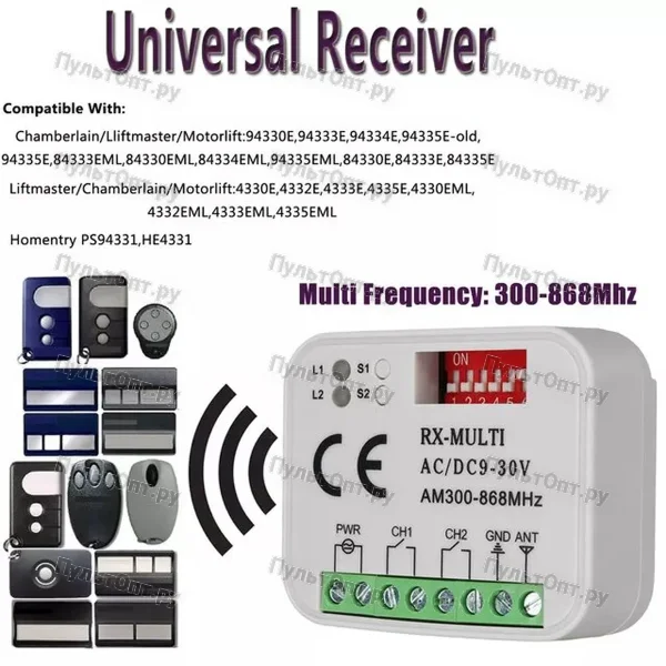 Приемник мультичастотный RX-MULTI 300-868MHz AC/DC9-30v