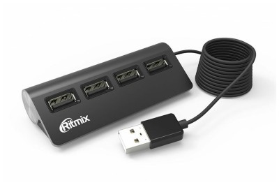 USB-HUB Ritmix CR-2400, черный, USB 2.0, 4 порта (1/80)