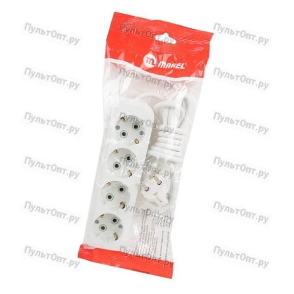 Удлинитель Makel 4р.С/З 16A 2.0м IP20 белый MGP152 (1/12)