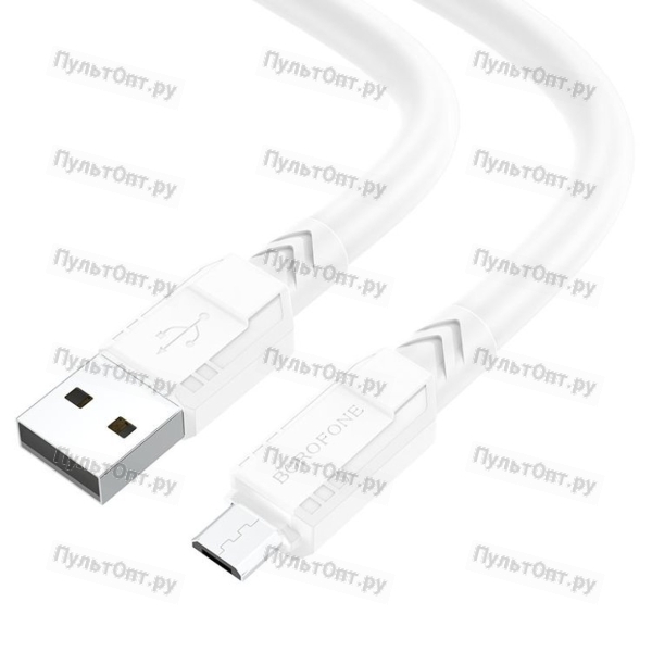 Кабель USB - микро USB Borofone BX81 Goodway, 1.0м, круглый, 2.4A, силикон, цвет: белый (1/33/330)